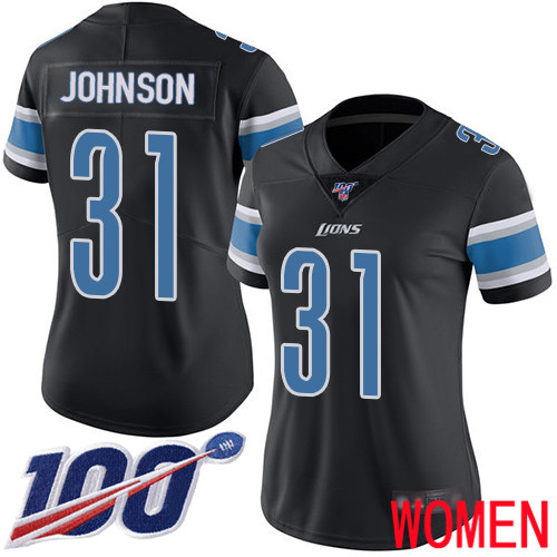 Detroit Lions Limited Black Women Ty Johnson Jersey NFL Football #31 100th Season Rush Vapor Untouchable